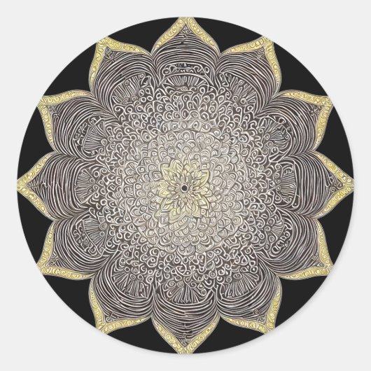 FLORAL MANDALA ART FÜR SPIRITUELLE MEDITUNG YOGA RUNDER AUFKLEBER (Vorderseite)
