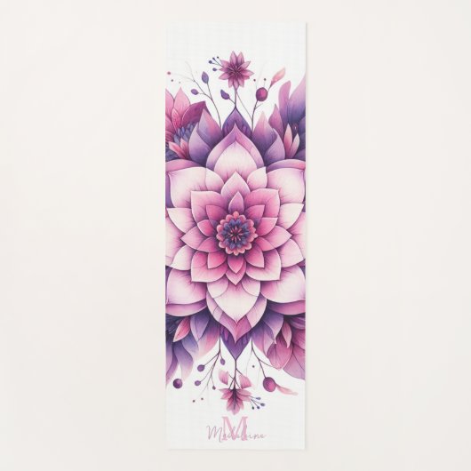 Floral Mandala Chic Elegant Zen Name Monogram Yogamatte (Vorderseite)