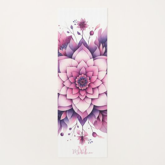 Floral Mandala Chic Elegant Zen Name Monogram Yogamatte (Rückseite)