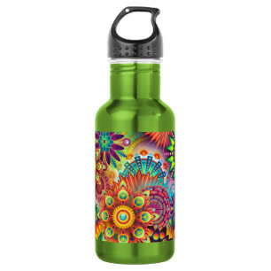 Floral Mandala Collage Psychedelic Edelstahlflasche
