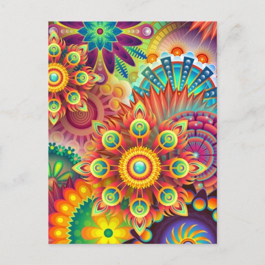 Floral Mandala Collage Psychedelic Grußkarte Postkarte (Vorderseite)