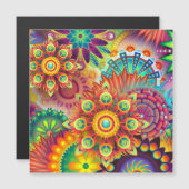 Floral Mandala Collage Psychedelic Magnetic Card Magnetkarte (Vorne/Hinten)