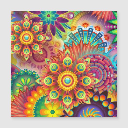 Floral Mandala Collage Psychedelic Magnetic Card Magnetkarte (Vorderseite)