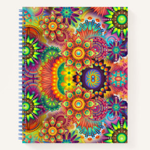 Floral Mandala Collage Psychedelic Notizblock