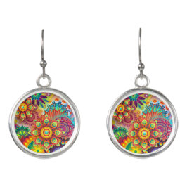 Floral Mandala Collage Psychedelic Ohrringe