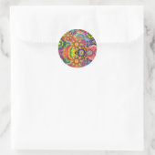 Floral Mandala Collage Psychedelic Runder Aufkleber (Tasche)