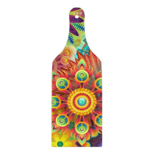 Floral Mandala Collage Psychedelic Schneidebrett (Vorderseite)
