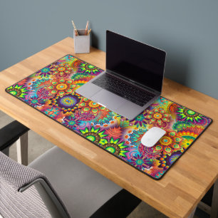 Floral Mandala Collage Psychedelic Schreibtischunterlage
