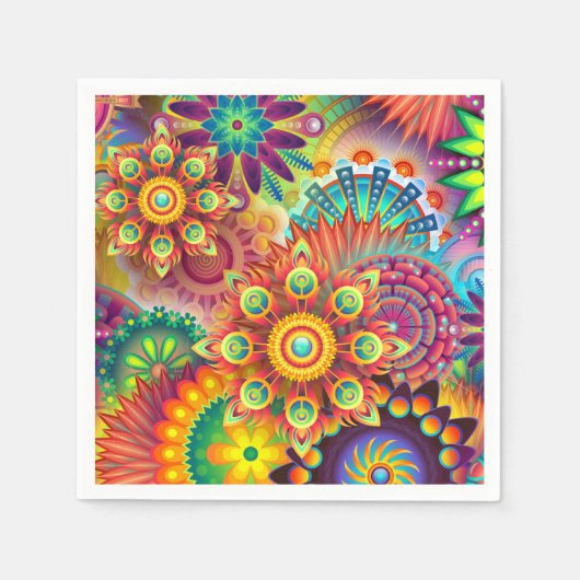 Floral Mandala Collage Psychedelic Serviette (Vorderseite)