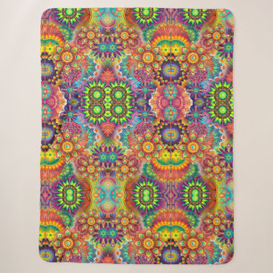 Floral Mandala Collage Psychedelic Sherpadecke