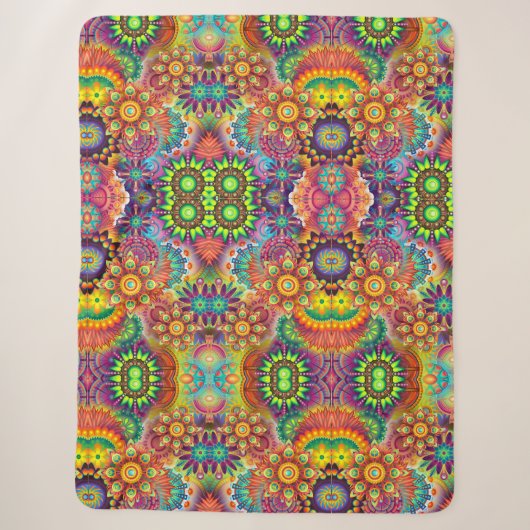 Floral Mandala Collage Psychedelic Sherpadecke (Vorderseite)
