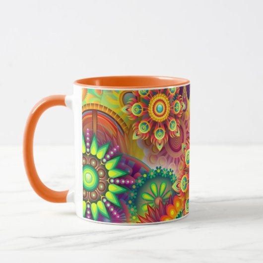 Floral Mandala Collage Psychedelic Tasse (Links)