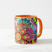 Floral Mandala Collage Psychedelic Tasse (VorderseiteRechts)
