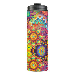 Floral Mandala Collage Psychedelic Thermosbecher