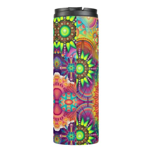 Floral Mandala Collage Psychedelic Thermosbecher (Rückseite)