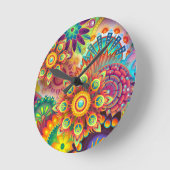 Floral Mandala Collage Psychedelic Wall Clock Runde Wanduhr (Winkel)