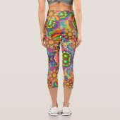 Floral Mandala Collage Psychedelic Yoga Capri Leggings (Rückseite)