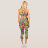 Floral Mandala Collage Psychedelic Yoga Capri Leggings (Rückseite)