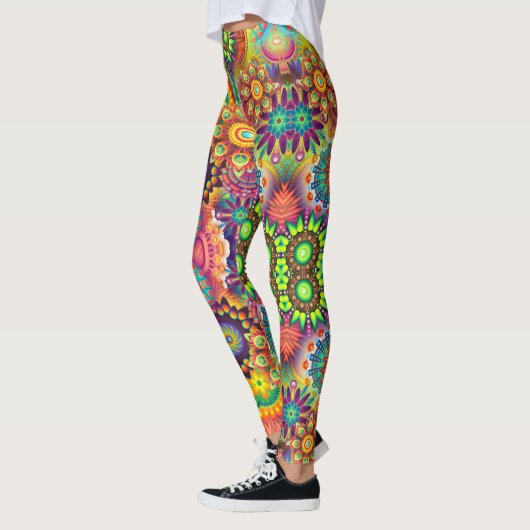 Floral Mandala Collage Psychedelic Yoga Leggings (Links)