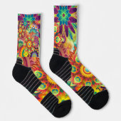 Floral Mandala Collage Psychedelic Yoga Leggings Socken (Rechts)
