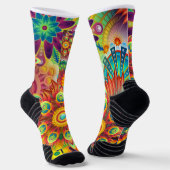Floral Mandala Collage Psychedelic Yoga Leggings Socken (Gewinkelt)