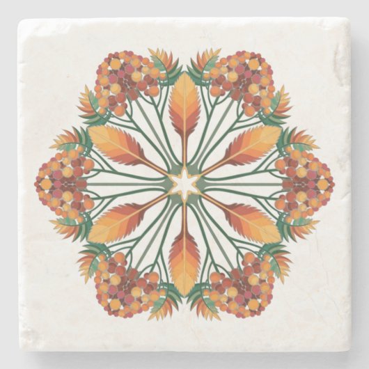 Floral Mandala Design, Herbstkleid Steinuntersetzer (Vorderseite)