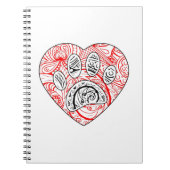 Floral Mandala Dog Paw Print Red Heart Notizblock (Vorderseite)