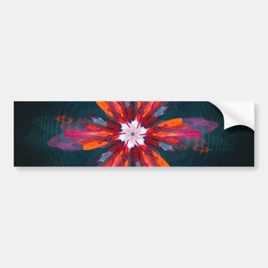 Floral Mandala Flowers Orange Red Blue Abstract Autoaufkleber (Vorne)