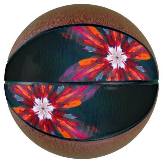 Floral Mandala Flowers Orange Red Blue Abstract Basketball (Vorderseite)