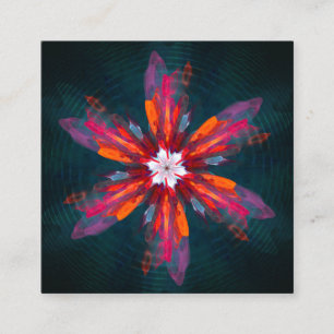 Floral Mandala Flowers Orange Red Blue Abstract Begleitkarte