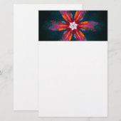 Floral Mandala Flowers Orange Red Blue Abstract Briefpapier (Vorne/Hinten)