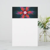 Floral Mandala Flowers Orange Red Blue Abstract Briefpapier (Stehend Vorderseite)