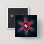 Floral Mandala Flowers Orange Red Blue Abstract Button (Vorne & Hinten)