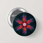 Floral Mandala Flowers Orange Red Blue Abstract Button (Vorne & Hinten)
