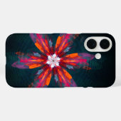 Floral Mandala Flowers Orange Red Blue Abstract Case-Mate iPhone Hülle (Rückseite (Horizontal))