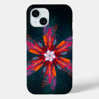 Floral Mandala Flowers Orange Red Blue Abstract