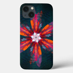 Floral Mandala Flowers Orange Red Blue Abstract Case-Mate iPhone Hülle