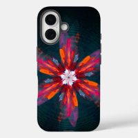 Floral Mandala Flowers Orange Red Blue Abstract