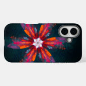 Floral Mandala Flowers Orange Red Blue Abstract Case-Mate iPhone Hülle (Rückseite (Horizontal))