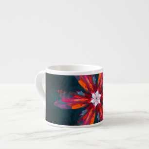Floral Mandala Flowers Orange Red Blue Abstract Espressotasse