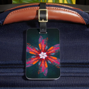 Floral Mandala Flowers Orange Red Blue Abstract Gepäckanhänger