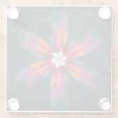 Floral Mandala Flowers Orange Red Blue Abstract Glasuntersetzer (Rückseite)