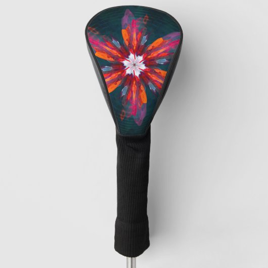 Floral Mandala Flowers Orange Red Blue Abstract Golf Headcover (Vorderseite)
