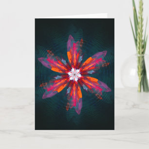 Floral Mandala Flowers Orange Red Blue Abstract Karte