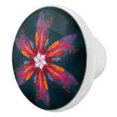 Floral Mandala Flowers Orange Red Blue Abstract Keramikknauf (Rechts)