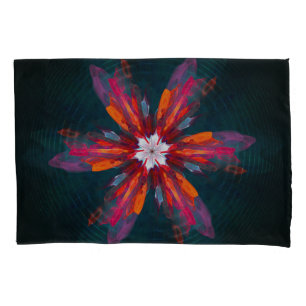 Floral Mandala Flowers Orange Red Blue Abstract Kissenbezug