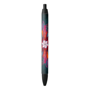 Floral Mandala Flowers Orange Red Blue Abstract Kugelschreiber