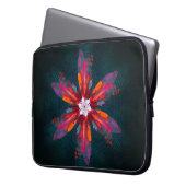 Floral Mandala Flowers Orange Red Blue Abstract Laptopschutzhülle (Vorderseite Links)