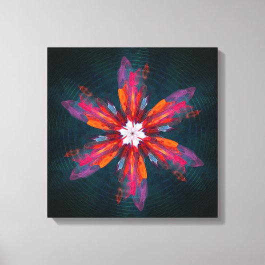 Floral Mandala Flowers Orange Red Blue Abstract Leinwanddruck (Vorderseite)