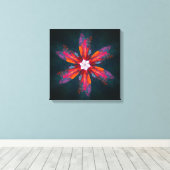 Floral Mandala Flowers Orange Red Blue Abstract Leinwanddruck (Insitu (Holzboden))